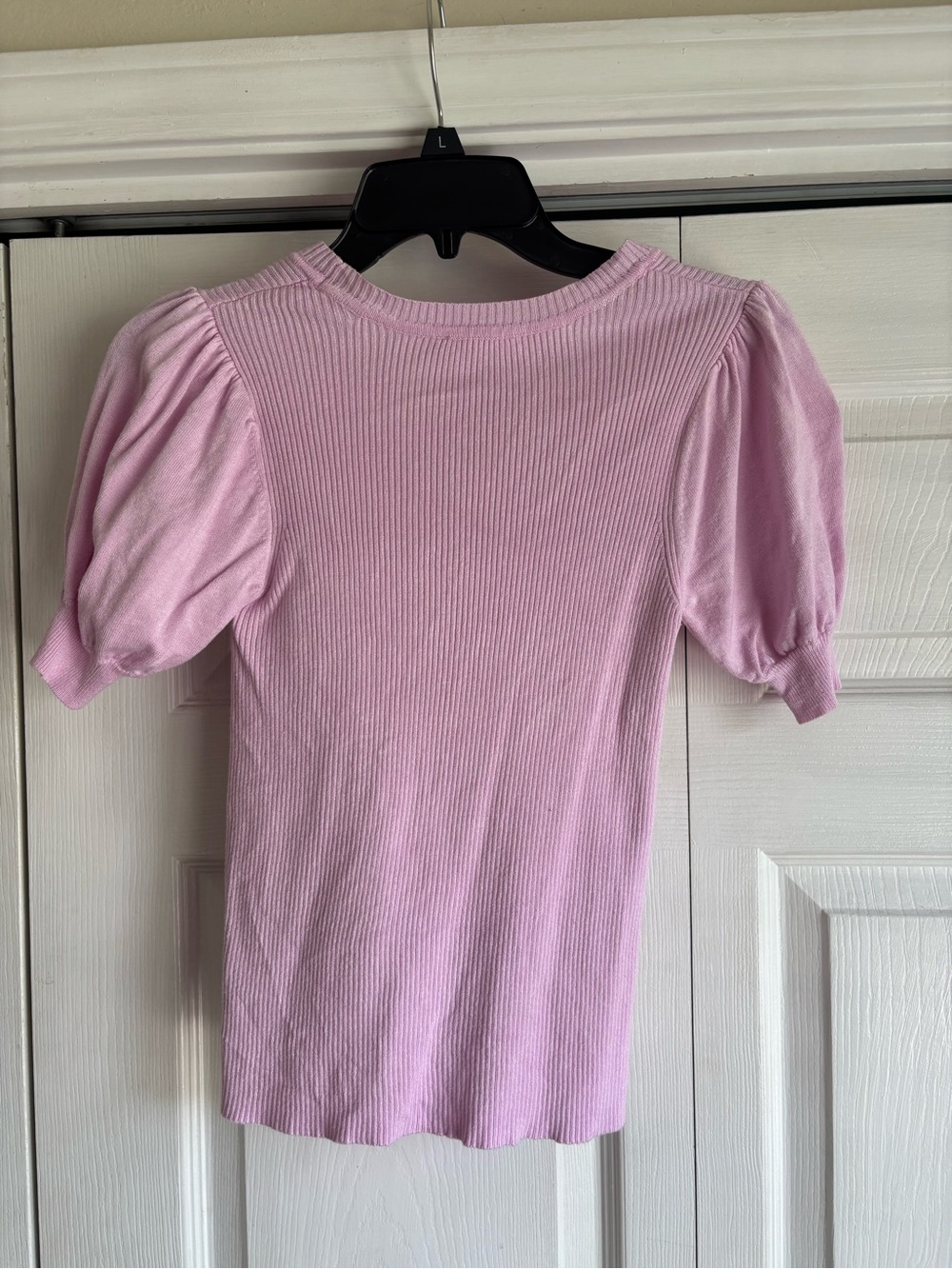 Double Zero Light Pink Ribbed Puff Sleeve Top - Picture 2 of 3